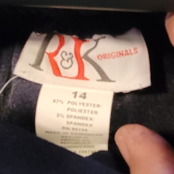 R&K Originals navy blue and Polka Dots 2 Piece Casual Pants Suit Size 14 - Picture 10 of 10